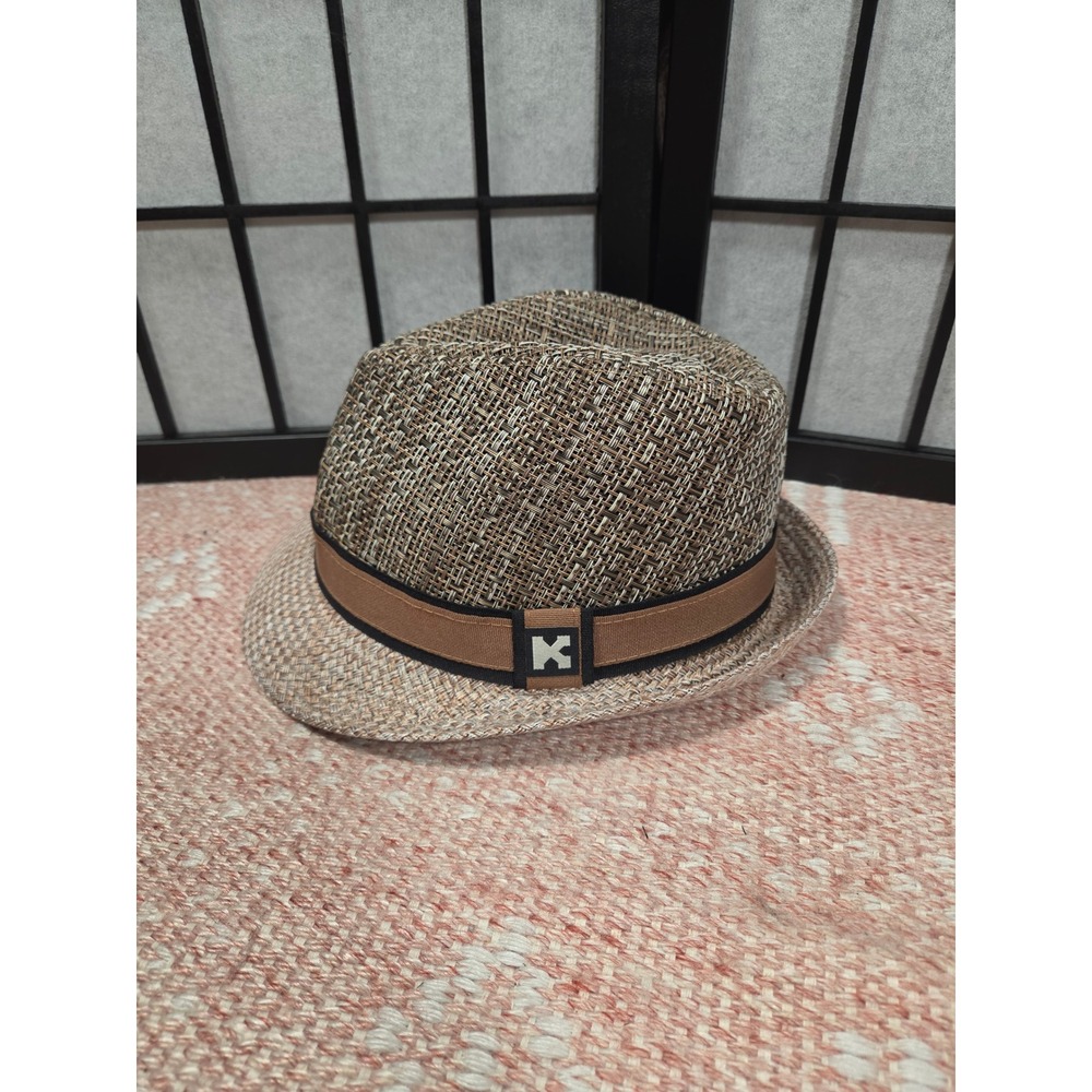 Kenny K Fedora Hat Tan Straw Trilby Short Brim Long Oval Mens